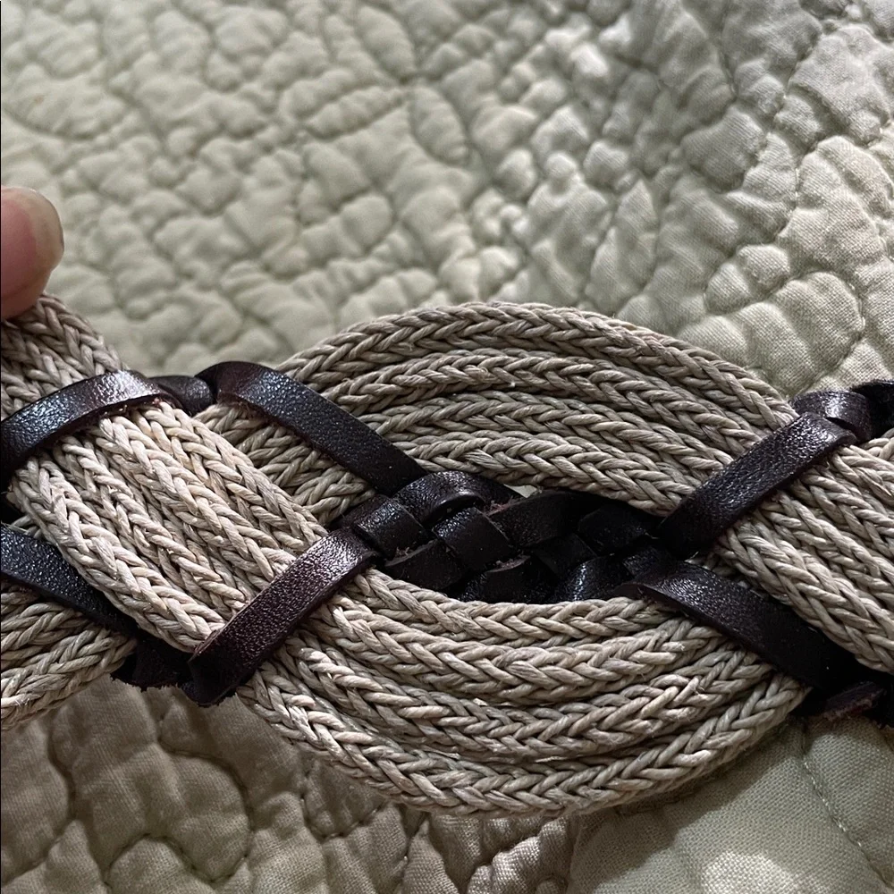 braided woven leather and rope belt